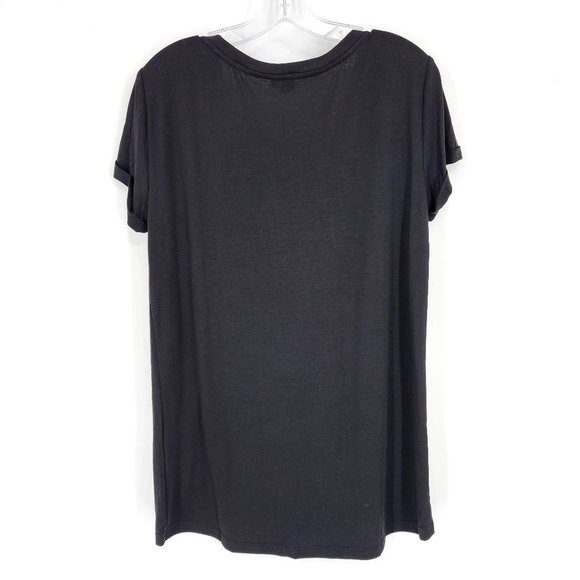 Modcloth Au Fond T Shirt S Black Round Neck Cuff Short Sleeve Soft Basic Capsule - Picture 7 of 8